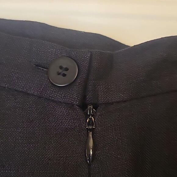 Harvé Benard Black Linen Red Floral Embroidered Maxi Skirt vintage Size 16 - Picture 8 of 11